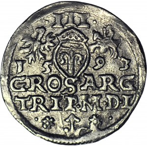 Zygmunt III Waza, Trojak 1593, Wilno, rozetki, końcówka L, menniczy
