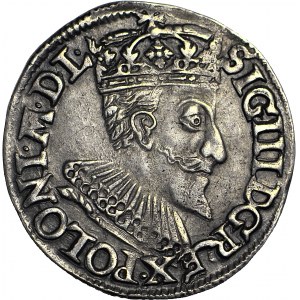 Zygmunt III Waza, Trojak 1594 MDL, Olkusz, DŁUGI OGON POGONI