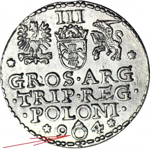 RR-, Zygmunt III Waza, Trojak 1594 Malbork, pierścień rozdziela datę