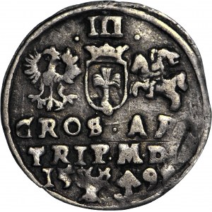R-, Sigismund III Vasa, Trojak 1598, Vilnius, Ochsenkopf (Lidman), seltener Jahrgang