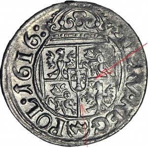 RR-, Zygmunt III, Trzykrucierzówka 1616 Kraków, PRZEBITKA POGONI NA ORŁA
