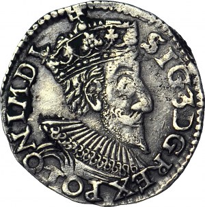 R, Zygmunt III Waza, Trojak 1593, Olkusz, ruszt z lewej, rzadki