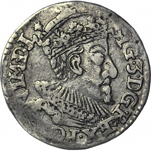 R-, Zygmunt III Waza, Trojak 1593, Olkusz, znak ruszt pod herbem Lewart
