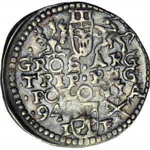 RRR-, Z III Waza, Trojak 1594, Poznań, III rzymska (zamiast 3) bez V-I, typ 1 szt. na 237 notowań