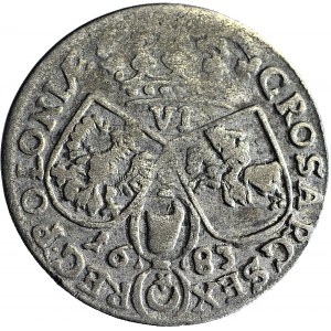 Jan III Sobieski, Szóstak 1683 C, Kraków, głowa w koronie