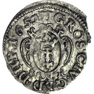 RR-, Jan II Kazimierz, Dwugrosz 1652, Gdańsk, przebitka 1 na 2, rzadki rocznik