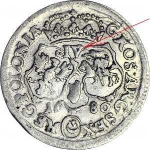 R-, Jan III Sobieski, Szóstak 1680, Bydgoszcz, błąd IV zamiast VI