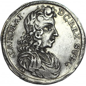 RR-, Pomorze, Karol XI, 2/3 talara (Gulden) 1690, ILA, Szczecin, RZADKI PORTRET
