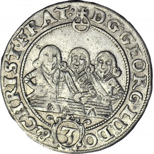 RR-, Śląsk, Trzech Braci, 3 krajcary 1656, Brzeg, HYBRYDA 1653/1656!