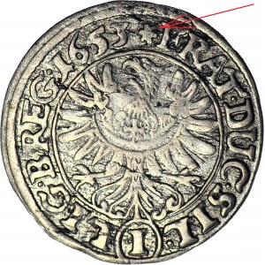 RR-, Śląsk,Trzech Braci , 1 krajcar 1653, Brzeg