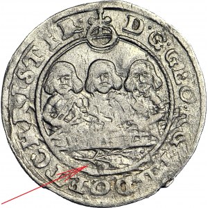 RR-, Śląsk, Trzech Braci, 1 krajcar 1655, Brzeg, nietypowy ornament