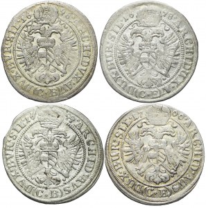 Śląsk, Leopold I Habsburg, Zestaw monet 3 krajcary, Brzeg - 4 sztuki
