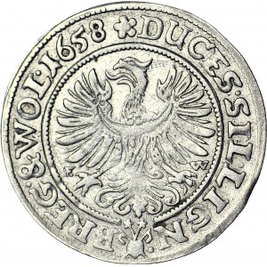 RRR-, Śląsk, Trzech Braci ,3 krajcary 1658, Brzeg, NIENOTOWANY (GRANDOWSKI), piękny