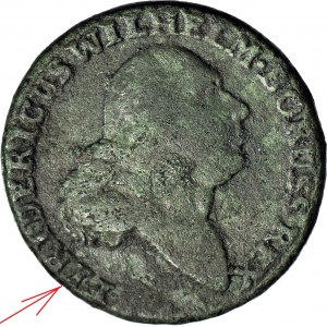 RRR-, Zabór, Prusy Południowe, Trojak 1797 B, błąd FIRDERICUS, 1 raz handlu