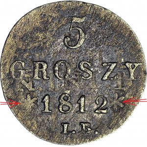 RR-, Księstwo Warszawskie, 5 groszy *1812* , GWIAZDKI wokół daty