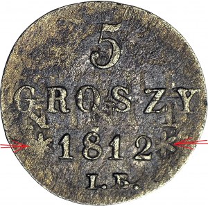 RR-, Herzogtum Warschau, 5 Pfennige *1812* , STERNE um die Jahreszahl