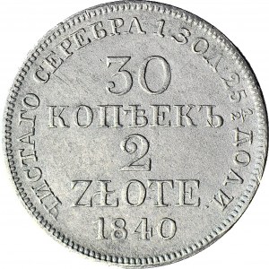 Zabór Rosyjski, 2 złote = 30 kopiejek 1840, Warszawa