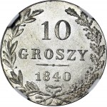 Królestwo Polskie, 10 groszy 1840, wąskie 0 nominale, mennicze
