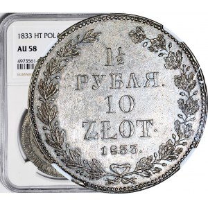 Zabór Rosyjski, 10 zł 1 = 1/2 rubla 1833 NG, Petersburg