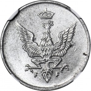 R-, Królestwo Polskie, 1 fenig 1918 FF, stempel 1917 rzadki R3
