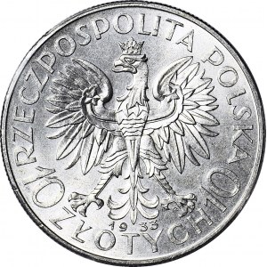 10 złotych 1933, Głowa, Warszawa, mennicza