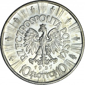 10 złotych 1937, Piłsudski, rzadszy rocznik, menniczy