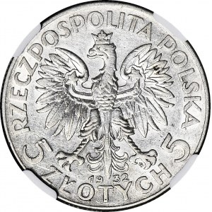 5 złotych 1932, Głowa, ZE ZNAKIEM, Warszawa, ładna