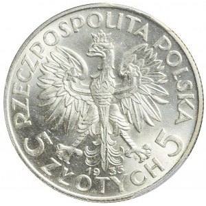 5 złotych 1933, Głowa, mennicze