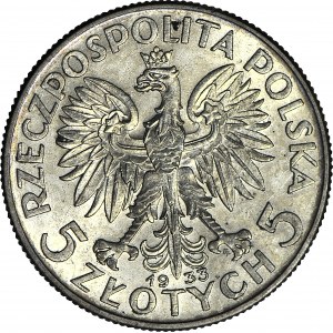 5 złotych 1933, Głowa, mennicza