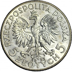 5 złotych 1933, Głowa, mennicza