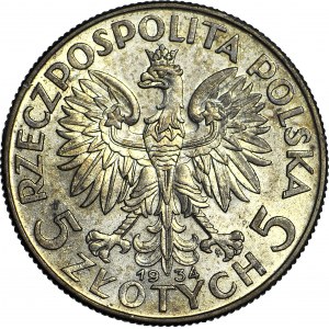 5 złotych 1934, Głowa, mennicza