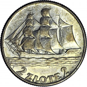 2 Gold 1936, Segelschiff, postfrisch