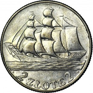 2 gold 1936, Sailing ship, minted