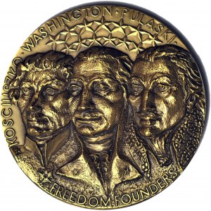 Medal Polonia USA 1976, Kościuszko-Waszyngton-Puławski, brąz 70mm