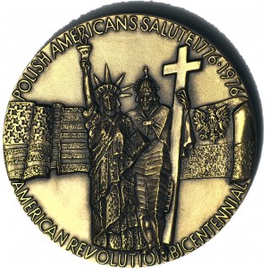 Medal Polonia USA 1976, Kościuszko-Waszyngton-Puławski, brąz 70mm