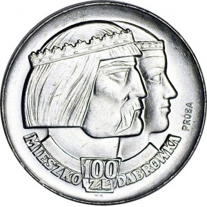 100 złotych 1966, Mieszko i Dąbrówka, PRÓBA, srebro