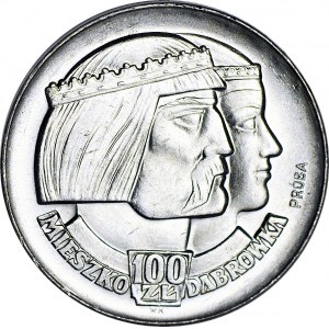100 gold 1966, Mieszko and Dabrowka, PRÓBA, silver