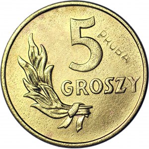 RR-, 5 groszy 1949, PRÓBA, MOSIĄDZ, nakład 100szt., rzadkość, c.a.