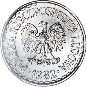 RR-, 1 złoty 1982 wąska data, b. rzadkie