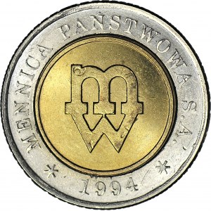 5 złotych 1994, Warszawa, PRÓBA TŁOCZENIA, mennicze