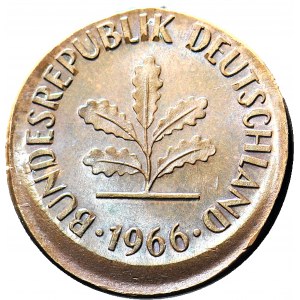 R-, Niemcy, 1 fenig 1966 G, DESTRUKT - niecentryczne bicie