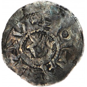 RR-, Bolesław IV Kędzierzawy 1146-1173, Denar, Głowa BOLZLAV/Ptak