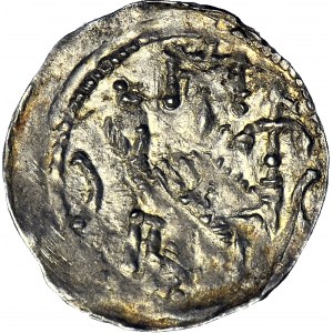R-, Boleslaw IV the Curly, Denarius, Emperor, bows without dots, rare
