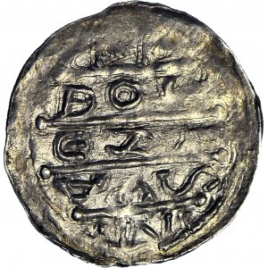 R-, Boleslaw IV the Curly, Denarius, Emperor, bows without dots, rare