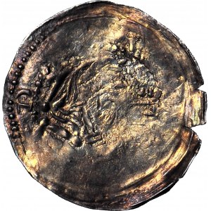 RR-, Przemyslaw I 1247-1257 and Boleslaw the Pious 1239-1279, One-sided denarius, Gniezno, Duke's head