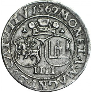 Sigismund II. Augustus, Vierfache 1569, Vilnius, schön