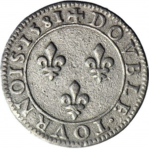 RRR-, Valois, King of Poland, Double tournois 1581 A, Paris, SAMPLE IN SILVER, R7