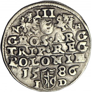 Stefan Batory, Trojak 1586, Olkusz, N-H bei den Wappen