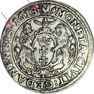 RR-, Sigismund III Vasa, Ort 1618, Danzig, Stern um Datum, Ahornblatt