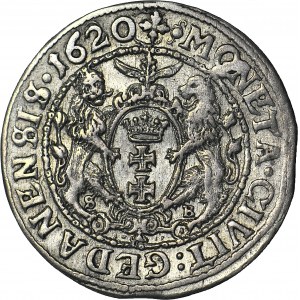 R-, Sigismund III Vasa, Ort 1620, Danzig, seltener Jahrgang